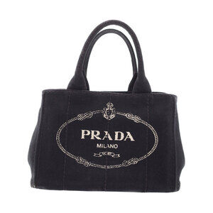 Prada Canapa Convertible 2way Tote Shoulder Bag Canvas Black